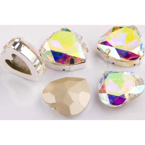 4827 Heart Top Crystal AB Glitter Stones For Needlework Frame Glass Sewing Pointback Claws Stones Diamond Craft For Jewlery