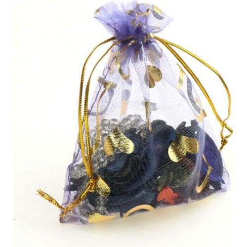 50pcs 15x20cm Gold Foil Organza Bag stamping Candy Gift Bag Wedding Party Favor Pouch Christmas Decoration Packaging Bag 6ZSH327