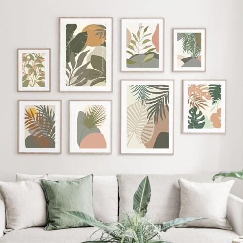 Monstera Palm Leaf Plant Abstract Minimalist Wall Art Canvas Painting Nordic Posters Prints Wall Pictures For Living Room Decor