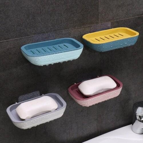 Bath Accessories Home Double Drawer-style Soap Box Free of Punch Wall Hanging Water Soap Box Bathroom Store Toilet Accessories