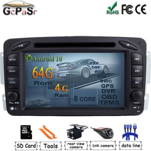 Android 10 Car Stereo Radio DVD Player for Mercedes/Benz/W209/W203/M/ML/W163/Viano/W639/Vito GPS Navigation BT WIFI Carplay