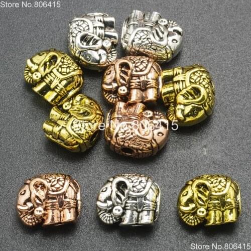 Solid Metal Elephant Bracelet Necklace Connector Charm Beads Jewelry Making Vintage Tibetan Silver Rose Gold 20Pcs/Pack