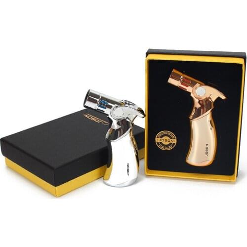 Outdoor Butane Jet Lighter Gift Package Cigar Pipe Torch Turbo Lighter 4 Nozzles Fire Windproof Spray Gun Metal Lighter No Gas