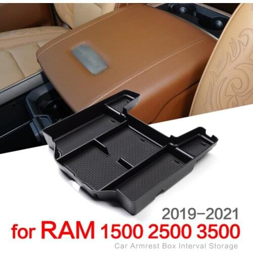 For Dodge RAM 1500 2500 3500 2019 2020 2021 Car Central Armrest Storage Box Center Console Flocking Organizer Tray Accessories