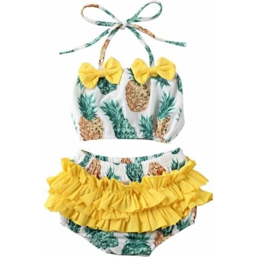 Citgeett Summer Kids Baby Girls Swimsuit Bathing Tankini Bikini Set Swimwear Pineapple Beachwear Set