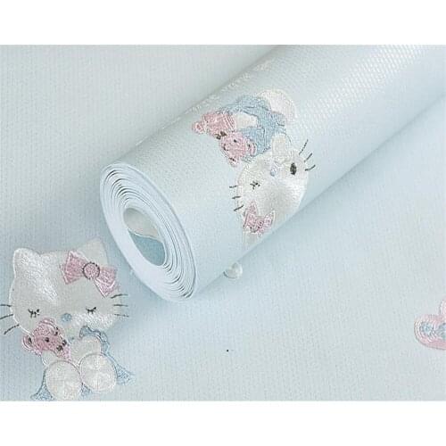 Beibehang Kids Wallpaper Cute Cartoon Warm Pink Girl Boy Bedroom 3d Embossed Nonwovens Wallpaper roll papel de parede mural