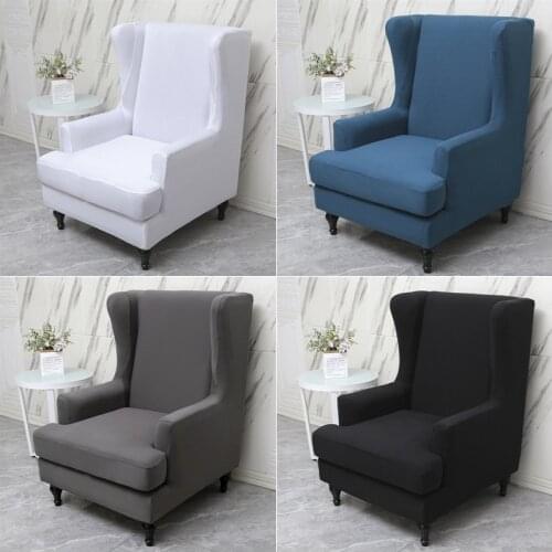 Elastic Wing Chair Cover Modern Solid Spandex King Back Sloping Relax Wingback Chair Slipcovers for Living Room Armchair Covers