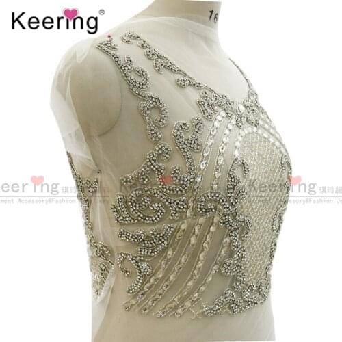 Factory Very Good Price High End WDP-335 Handmade Beaded Real Rhinestone Bodice Applique
