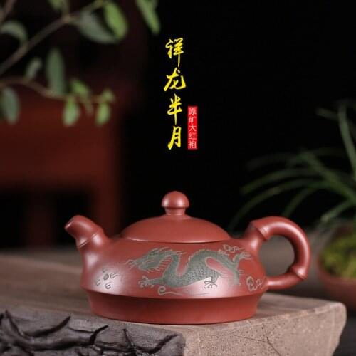 Purple Sand Pot Teaware Ore Mine Dahongpao Xianglong Half Moon Pure Handmade Teapot Customized Wholesale One Substitute