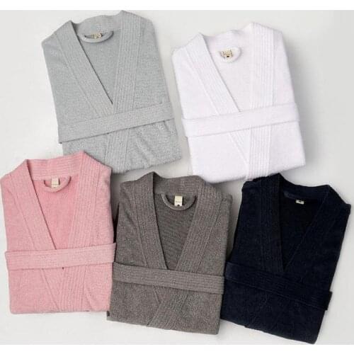 Men&Women Towel Robe Terry Kimono Bathrobe Gown Sleepwear Soft Nightgown Lovers Solid Home Dressing Gown Loose Loungewear