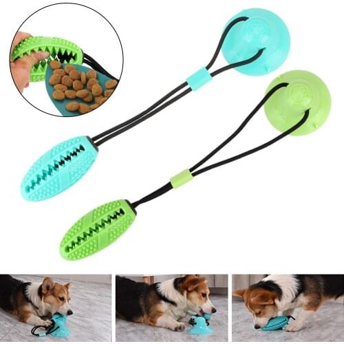 Pet Molar Bite Toy with Suction Cup TPR Chew Ball Cleaning Teeth Funny Interactive Fun Pet Leakage Food Cat Dog Toys