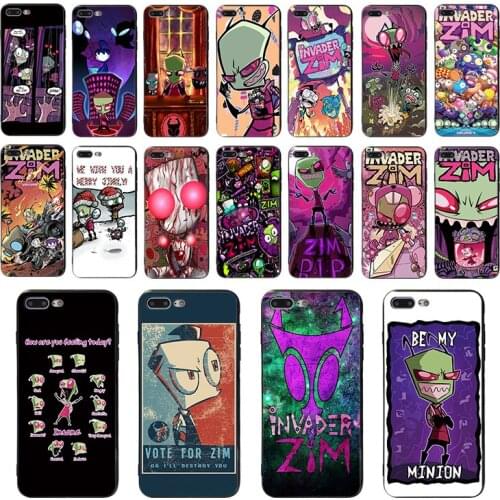 IMIDO Cartoon invader zim Hard Soft phone cover For iPhone X XR 11 PRO XS MAX case 7 6 6S 8 plus SE 5 5S funny shell Funda Coque