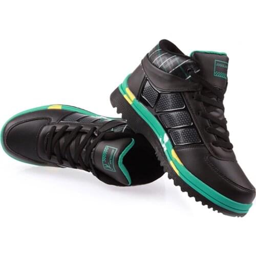 Joedon Golan high-quality leather rubber sole waterproof non-slip black plus velvet warm mens shoes