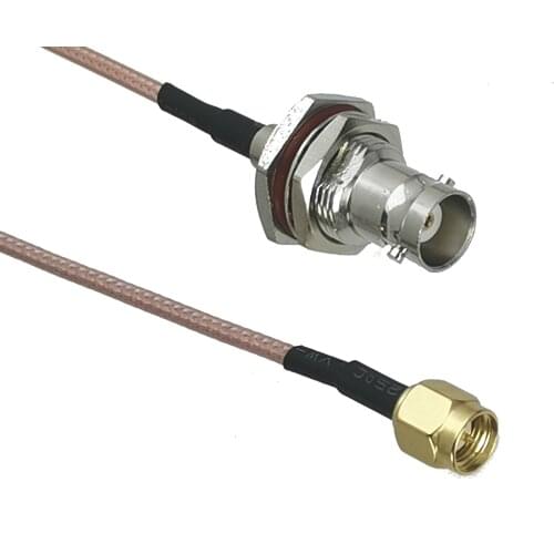 Cable BNC female bulkhead jack to SMA male plug straight RG316 pigtail 4inch~10M