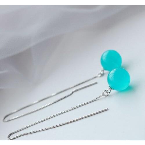 Classic Hot Sale 925 Sterling Silver Stylish little Water Drop Earrings Inlay With Natural AmazoniteTide 925 Silver Eardrop