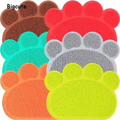 Paw Print Dog Cat Litter Mat Puppy Kitty Dish Feeding Bowl Placemat Tray Easy Cleaning Sleeping Pad Pet Cat Dog Accessories