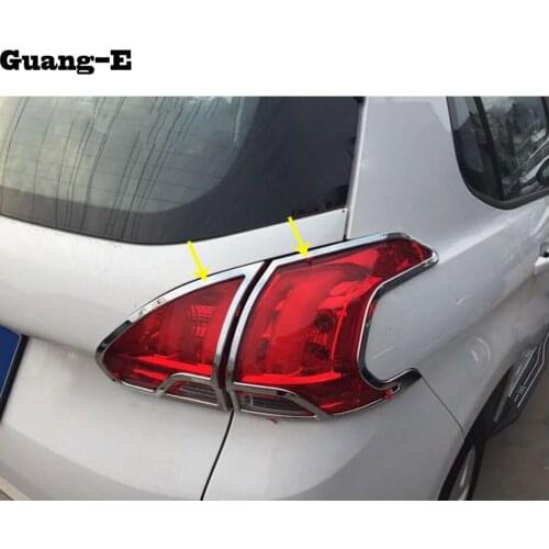 Car Body Rear Tail Back Light Lamp Frame Stick Styling ABS Chrome Trim 4pcs For Peugeot 2008 2014 2015 2016 2017
