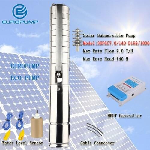 EUROPUMP MODEL(3EPSC7.0/140-D192/1800) new High flow rate Stainless Steel impeller bore hole DC 192v solar submersible pump