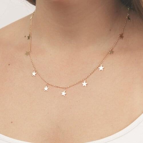Fashion New Style Design Star Pendant Short Chain 2021 Korean Charm Women Gold Plated Necklace Elegant Lady Cocktail Jewelry