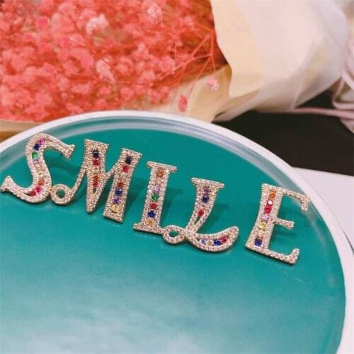 Fashion Letter Earrings for Women Creative Simple Cubic Zirconia Stud Earring 925 Silver Pin Sweet Luxury Jewelry