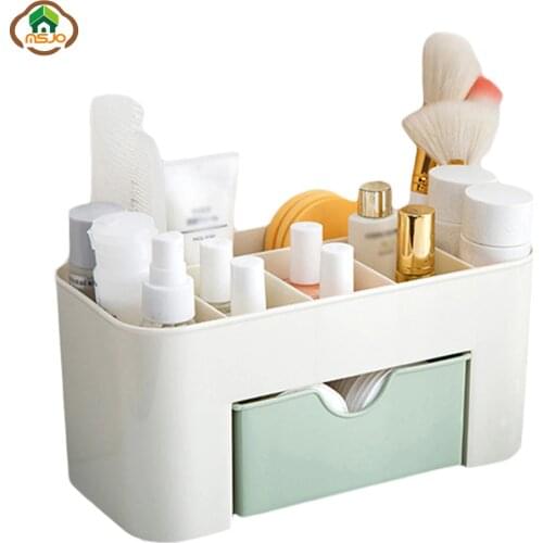 Msjo Makeup Box Organizer Jewelry Necklace Nail Polish Earring Plastic Storage Box Home Desktop Organizer For Women Cosmetics