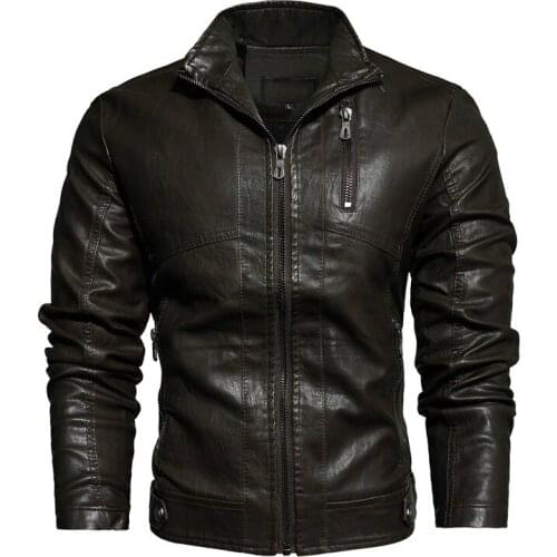 Winter Mens Motorcycle Leather Jacket 2020 New Men Casual Zipper PU Jacket Thick Windproof Leather Coat Male SA969