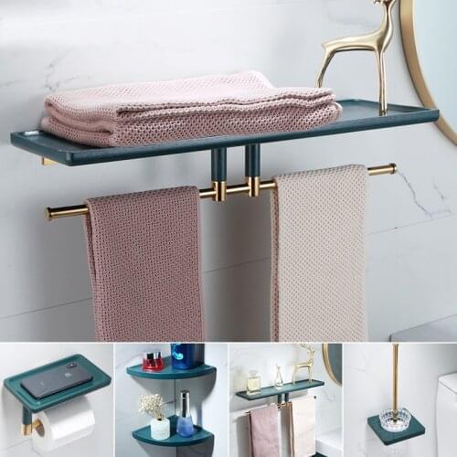 Bathroom Hardware Set Gold Towel Rack Paper Holder Towel Bar Corner Shelf Toilet Brush holder Gold Brass Bathroom Accessories