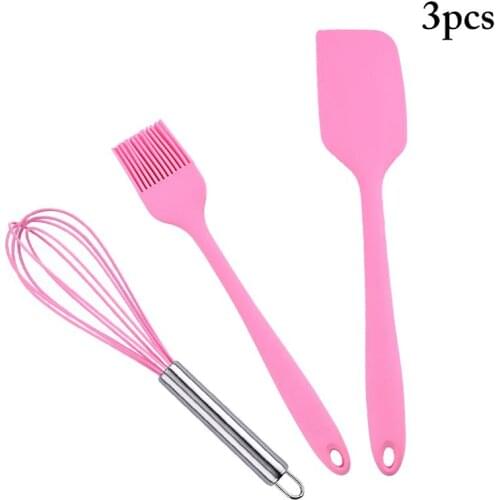 3Pcs Silicone Baking Tools Set Non-Stick Pastry Brush Egg Whisk Baking Spatula DIY Baking Tools Accessories Cake Making