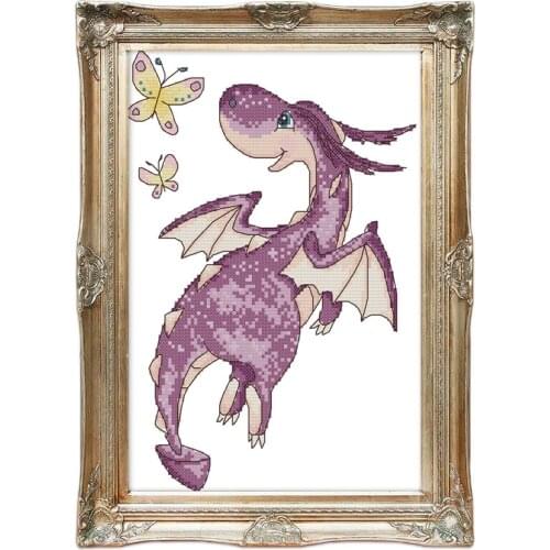 Butterfly and dragon Cross Stitch Kits Colorful Printed pattern canvas Chinese Embroidery Needlework set Cross-stitch Home Decor