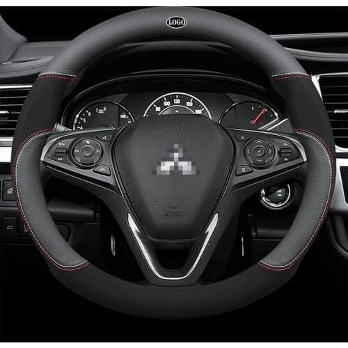 Genuine Leather Car Steering Wheel Cover 15 inch/38cm for Mitsubishi ASX Triton Pajero Sport Outlander Attrage Mirage Xpander