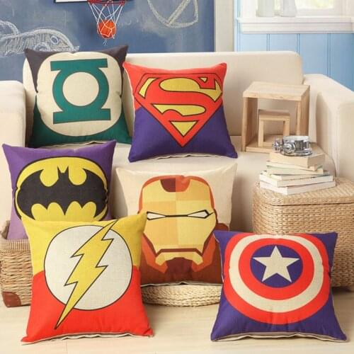 Linen Cushion Cover Super Hero 45x45cm/17.7x17.7'' For Decorative Cotton Throw Pillowcase Decor Couch