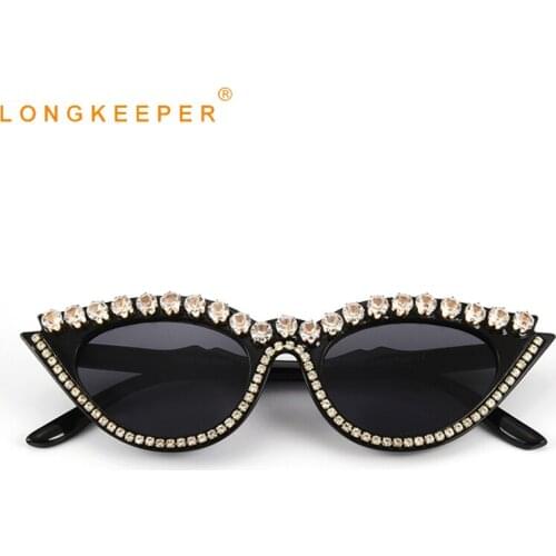 Fashion Diamond Cat Eye Sunglasses Women Brand Designer Crystal Frame Sun Glasses Ladies Vintage Black Red Eyewear UV400 Oculos