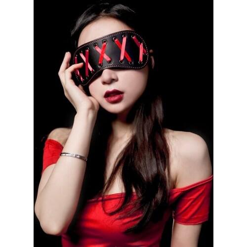 Erotic Ribbon Style PU Leather Blindfold Fetish Bdsm Bondage Sexy Sleeping Mask Couples Fore Play Adult Games Sex Toys for Woman