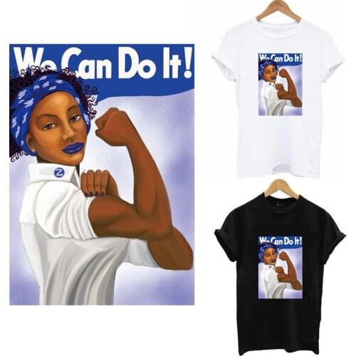 Stronger Women Thermal Patches Sticker On Clothes DIY A-level Washable Iron On Patches For Clothing Fashion T-shirt Applique