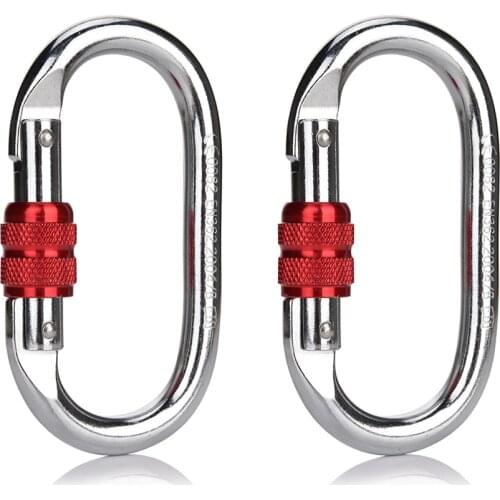 2pcs Professional Safety Screw-on Biner Buckle Alloy Steel Carabiner Outdoor Survival Mountaineering Rock Climbing Caving Rescue