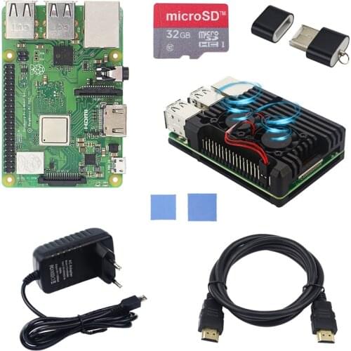 Raspberry Pi 3 Model B+ Plus Starter Kit + ABS Case + 32 GB SD Card + 3A Power Adapter + Cooling Fan + Heat Sink + HDMI Cable