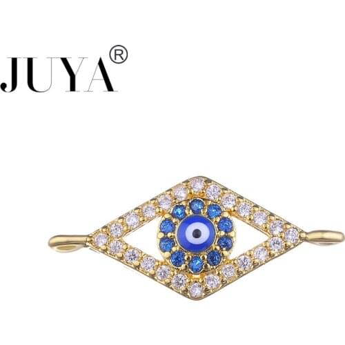 Wholesale 5 pcs / 10 pcs Evil Eye Connectors For Jewelry Making Hand Made DIY Bracelets Findings Necklace Accessories Components