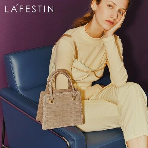 LA FESTIN luxury designer handbag 2021 new trendy small square bag top handle bags crocodile pattern shoulder crossbody bag