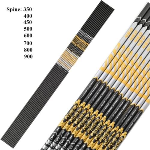 V1 Archery Carbon Arrow Shaft Spine 350 400 450 500 600 700 750 800 900 ID 4.2mm Recurve Bow Longbow Hunting Shooting 12pcs
