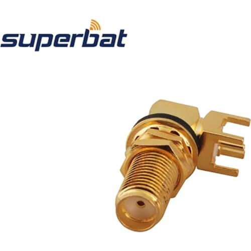 Superbat SMA thru hole Jack Bulkhead O-ring Right Angle PCB Mount Long Version RF Coaxial Connector