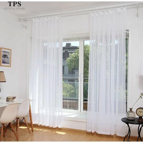 TPS White Curtain Window Tulle For Living Room Bedroom The Kitchen Finished Sheer Curtain Window treatment Decoration Panel
