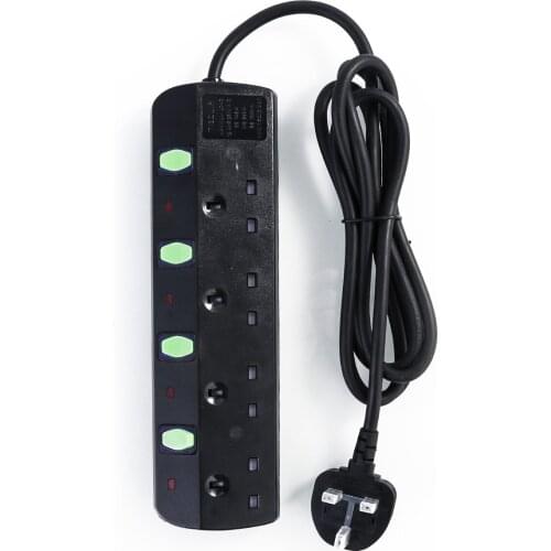 2M 13A Universal Smart Power Strip Surge Protected 4/6 Outlet Power Strip UK Plug Individual Switched Extension Lead