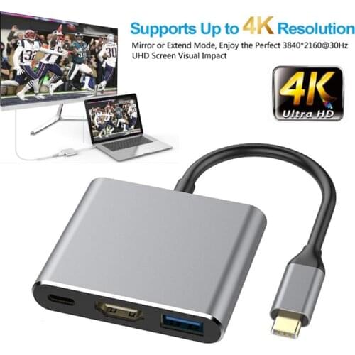3-in-1 Type-C to USB-C HDMI-compatible 4K USB 3.0 Hub Digital AV Multiport Adapter Cable 3 Adapter USB Type C Hub For Macbook