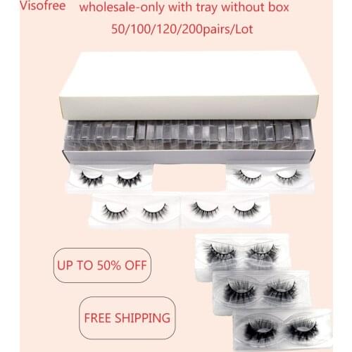 Visofree Wholesale 50/200 Pairs 3D Mink Eyelashes Handmade Natural Mink Lashes Popular Reusable Make Up Lash Cruelty Free Lash