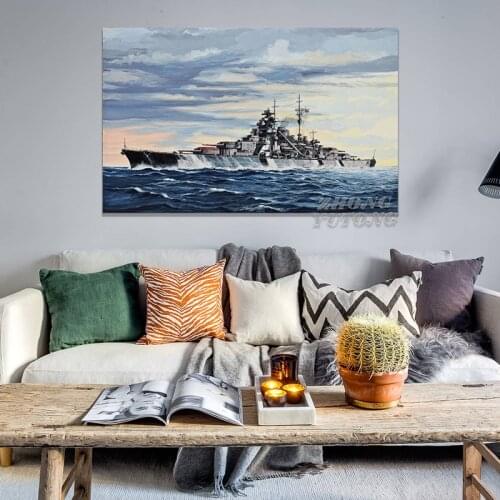 Military German Battleship Bismarck Living Room Decoration Home Wall Art Decor Canvas Posters Frame