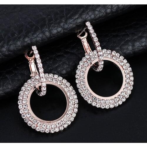 YFJEWE New Design Creative Jewelry Crystal Earrings Round needle Earrings Wedding Party Earrings For Woman E606
