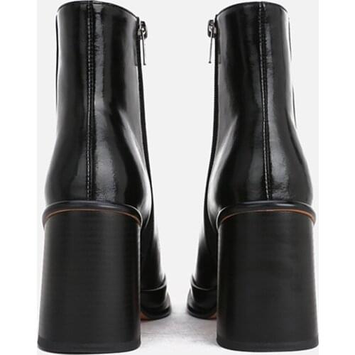 MUMANI Woman‘s Knee-High Boots 2021 New ANKLE Genuine leather ZIP Square Toe Square heel Modern Boots