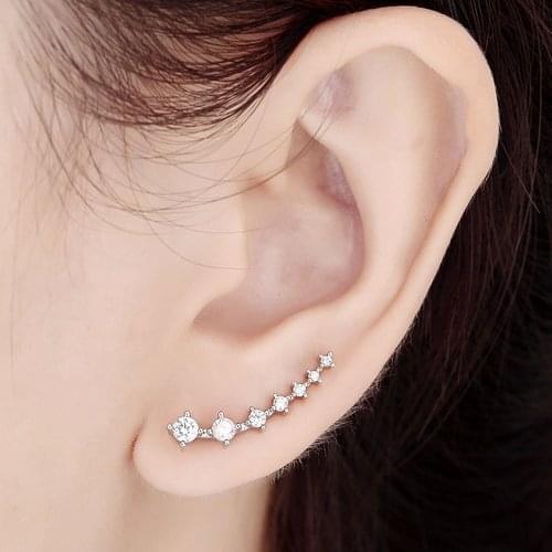 Factory selling high quality 100% 925 sterling silver 7 cz ear cuff,silver sweep earring for women