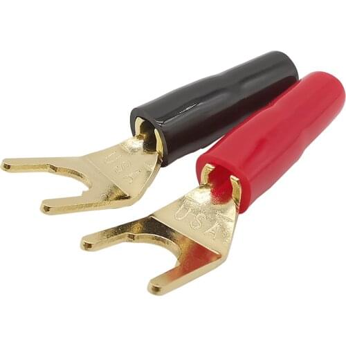 1/2/5Pcs Gold Plated Y Spade Fork Banana Plug U Type Banana Plug Cable Wire Connector Solderless Y Spade Speaker Audio Adapter