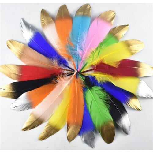10pcs/lot Gold Dipped Natural Goose Feather for Crafts feathers jewelry making Plumes Decor Feathers Wedding Feathers Decoration